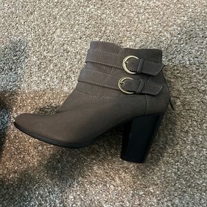 Grey heeled booties size seven